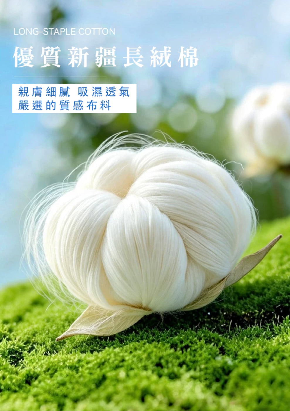 優質新疆長絨棉，親膚透氣